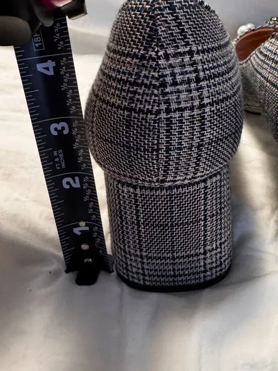 J.Crew Celia Embellished Plaid Block Heel Pumps – Glen Plaid | Size 8.5 - MF0298 - Picture 4 of 5